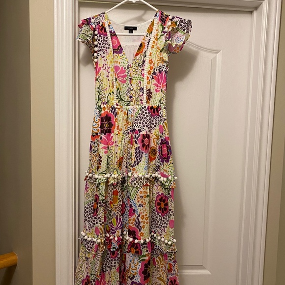 JCrew Pom Pom Ratti Print Maxi Dress size 0 - Picture 1 of 5